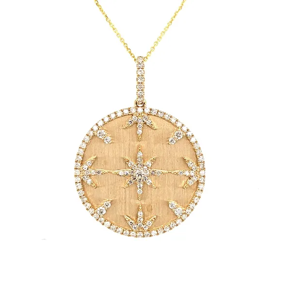 14K Yellow Gold Diamond Starburst Medallion Length 18 Inches Quality Gem LLC Bethel, CT