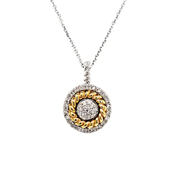 14K Two Tone Round Diamond Halo Pendant Length 18 Inches Quality Gem LLC Bethel, CT