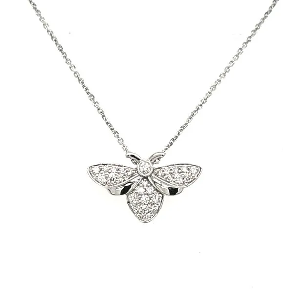 14K White Gold Diamomd Bee Pendant Length 18 Inches Quality Gem LLC Bethel, CT