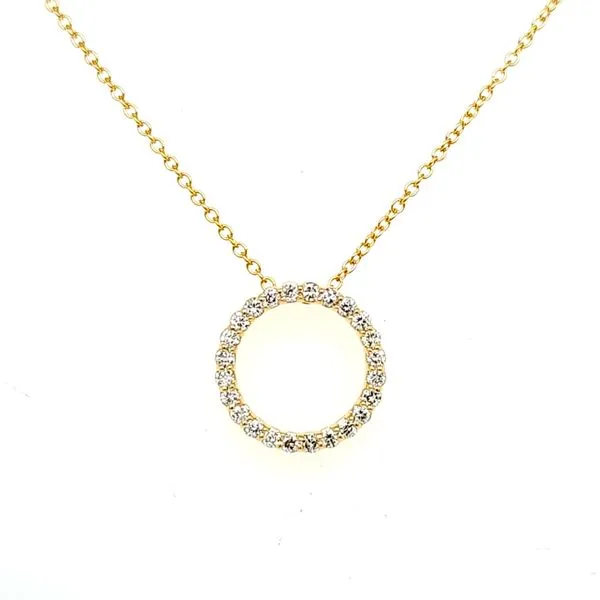 14K Yellow Gold Diamond Circle Pendant Length 18 Inches Quality Gem LLC Bethel, CT