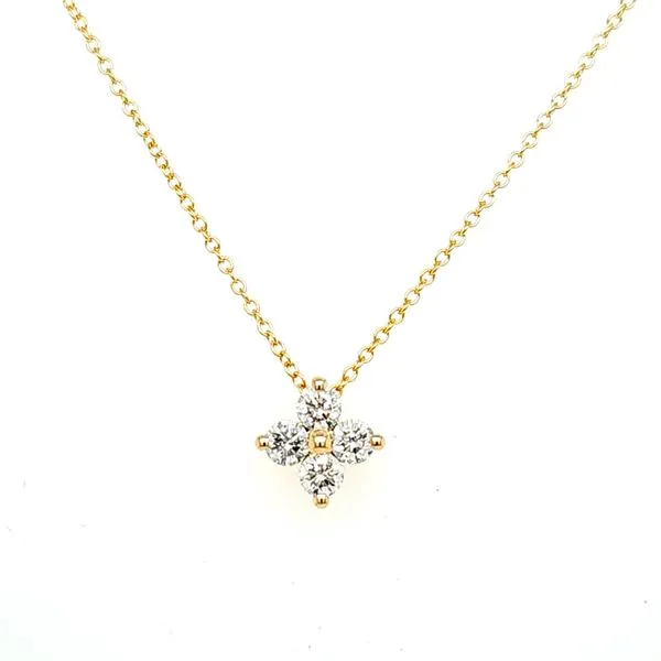 14K Yellow Gold 4 Stone Diamond Cluster Pendant Length 18 Inches Quality Gem LLC Bethel, CT