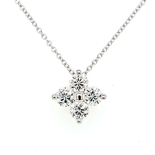 14K White Gold 4 Stone Diamond Cluster Pendant Length 18 Inches Quality Gem LLC Bethel, CT