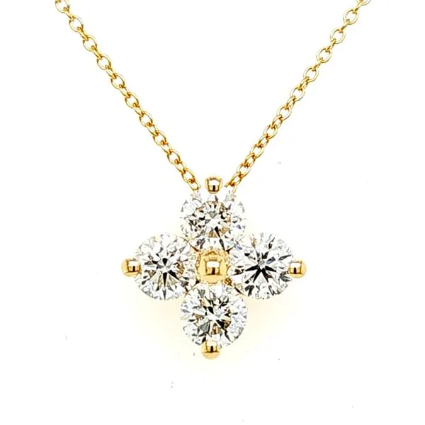 14K yellow Gold 4 Stone Diamond Cluster Pendant Length 18 Inches Quality Gem LLC Bethel, CT