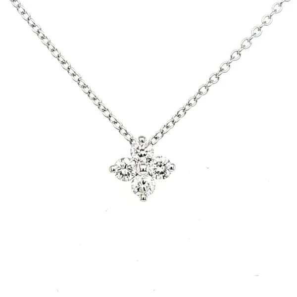 14K White Gold 4 Stone Diamond Cluster Pendant Length 18 Inches Quality Gem LLC Bethel, CT