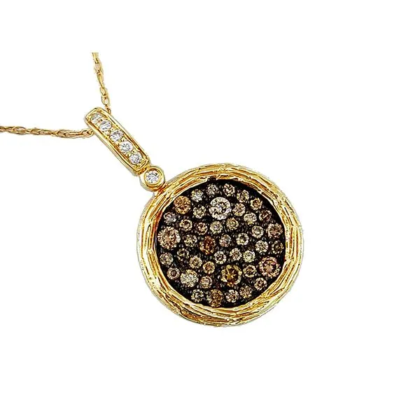 14K Yellow Gold Chocolate and White Diamond Pendant Length 18 Inches Quality Gem LLC Bethel, CT