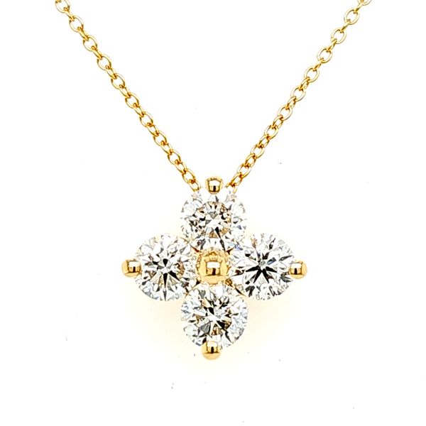 14K Yellow Gold 4 Stone Diamond Cluster Pendant Length 18 Inches Quality Gem LLC Bethel, CT