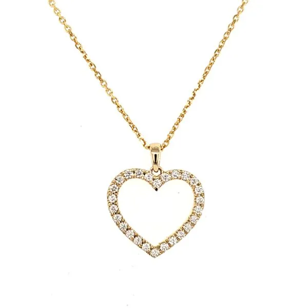 14K Yellow Gold Diamond Heart Pendant Length 18 Inches Quality Gem LLC Bethel, CT