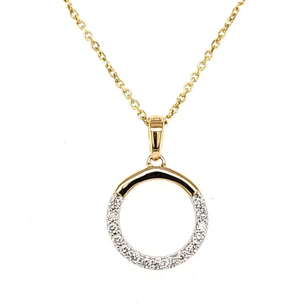 14K Two Tone Diamond Circle Pendant Length 18 Inches Quality Gem LLC Bethel, CT