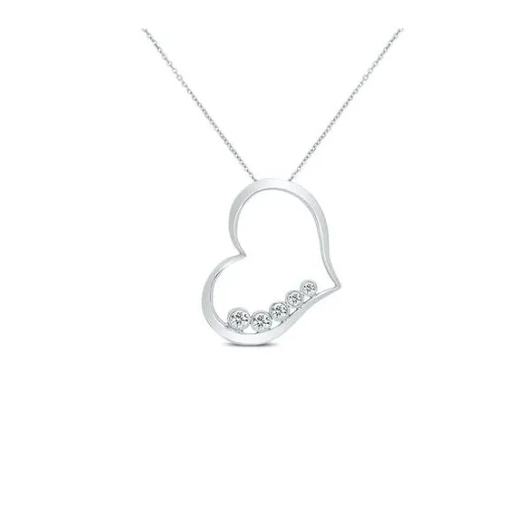 14K White Gold Diamond Heart Pendant Length 18 Inches Quality Gem LLC Bethel, CT