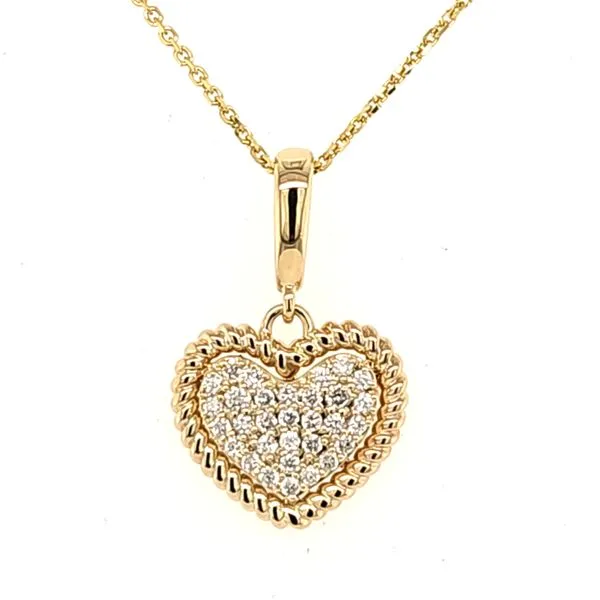 14K Yellow Gold Braided Diamond Heart Pendant Length 18 Inches Quality Gem LLC Bethel, CT