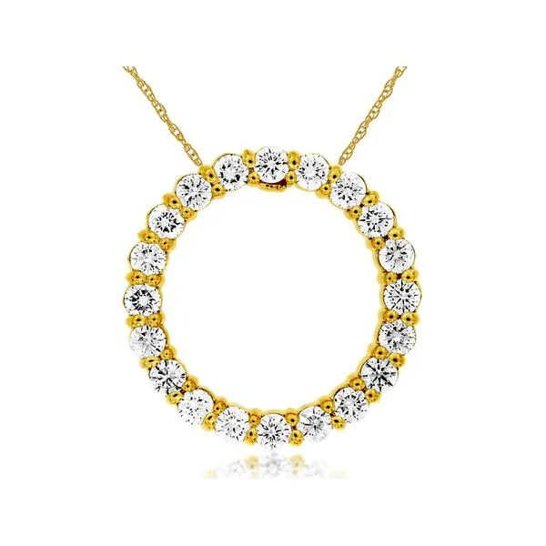 14K Yellow Gold Diamond Circle Pendant Length 18 Inches Quality Gem LLC Bethel, CT