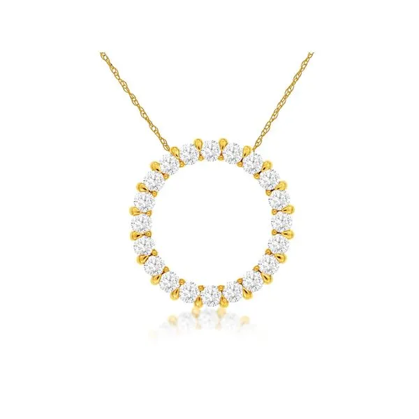 14K Yellow Gold Diamond Circle Pendant Length 18 Inches Quality Gem LLC Bethel, CT