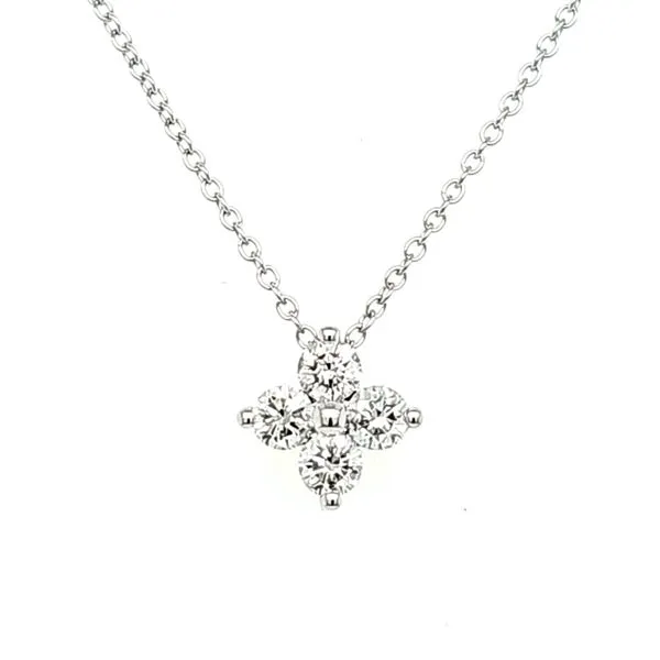 14K White Gold 4 Stone Diamond Cluster Pendant Length 18 Inches Quality Gem LLC Bethel, CT