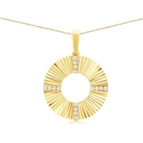 14K Yellow Gold Circle Ray Pendant Quality Gem LLC Bethel, CT