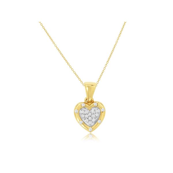 14K Yellow Gold Diamond Heart Pendant Length 18 Inches Quality Gem LLC Bethel, CT