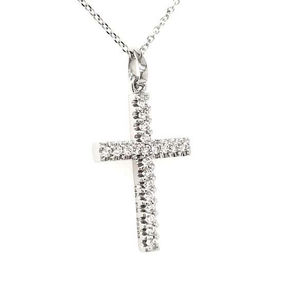 14K White Gold Diamond Cross Pendant Image 2 Quality Gem LLC Bethel, CT