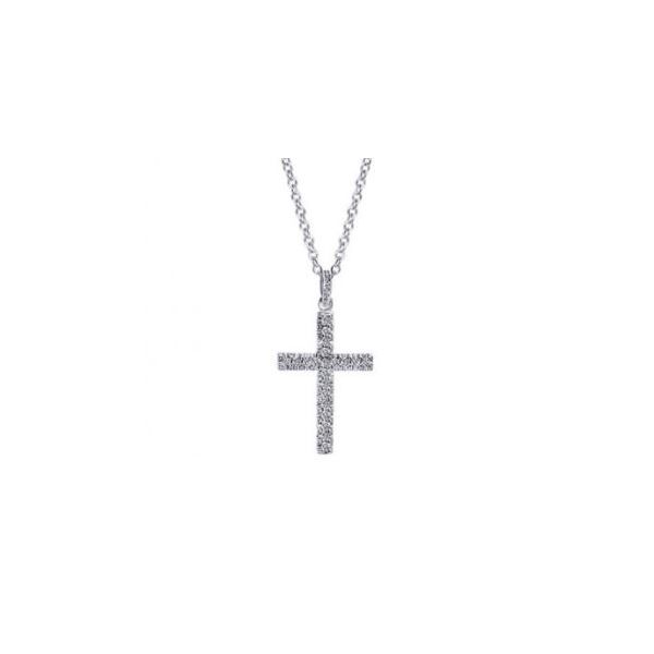 14K White Gold Diamond Cross Pendant Image 4 Quality Gem LLC Bethel, CT