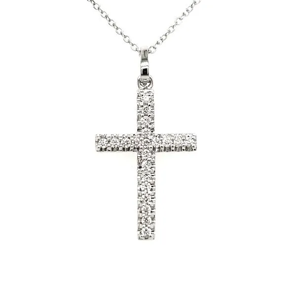 14K White Gold Diamond Cross Pendant Quality Gem LLC Bethel, CT