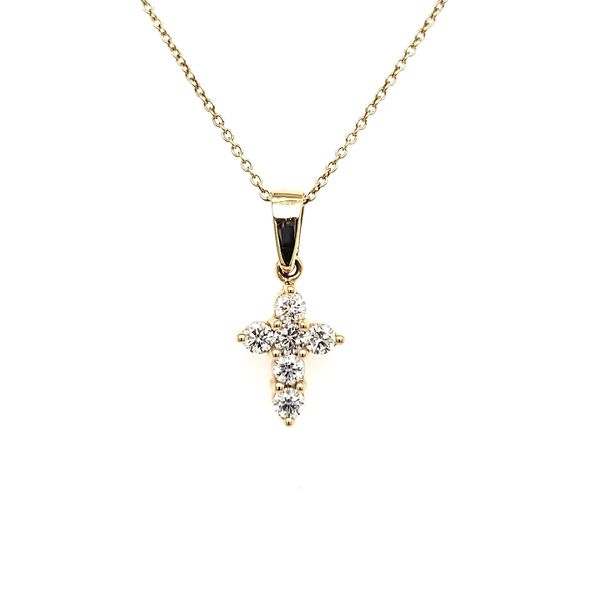 14K Yellow Gold 0.48 Carat Diamond Cross Pendant Image 2 Quality Gem LLC Bethel, CT