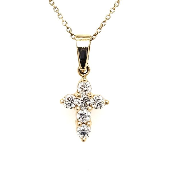 14K Yellow Gold 0.48 Carat Diamond Cross Pendant Quality Gem LLC Bethel, CT