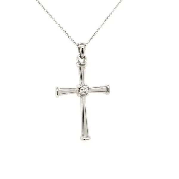 14K White Gold & Diamond Cross Pendant Image 2 Quality Gem LLC Bethel, CT