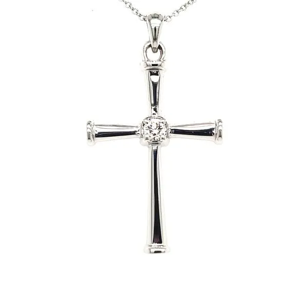 14K White Gold & Diamond Cross Pendant Image 3 Quality Gem LLC Bethel, CT