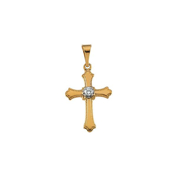 14K Yellow Gold & Center Diamond Cross Pendant Quality Gem LLC Bethel, CT