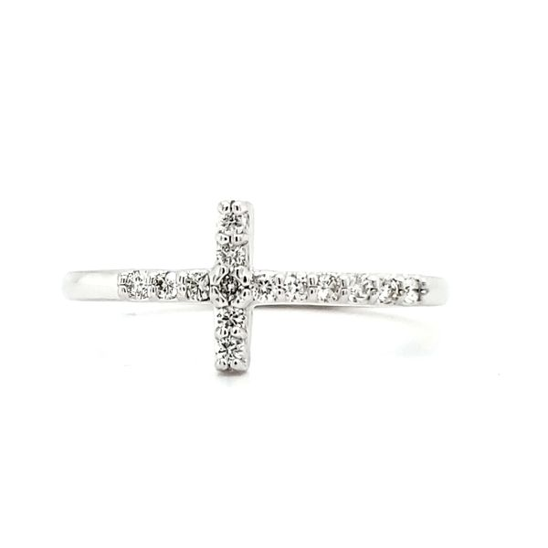 14K White Gold Diamond Cross Ring Image 2 Quality Gem LLC Bethel, CT