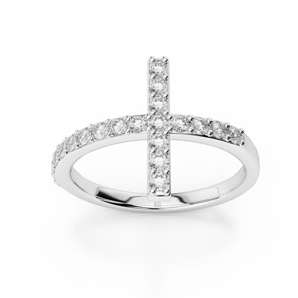 14K White Gold Diamond Cross Ring Quality Gem LLC Bethel, CT