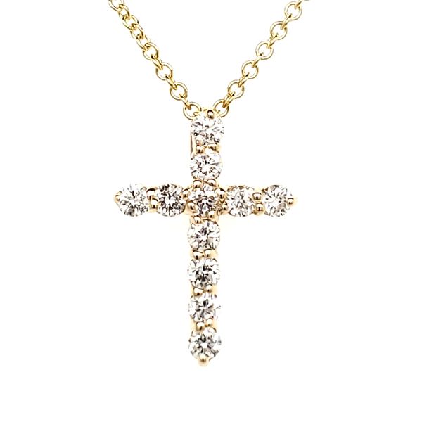 14K Yellow Gold 0.30 Carat Diamond Cross Pendant Quality Gem LLC Bethel, CT