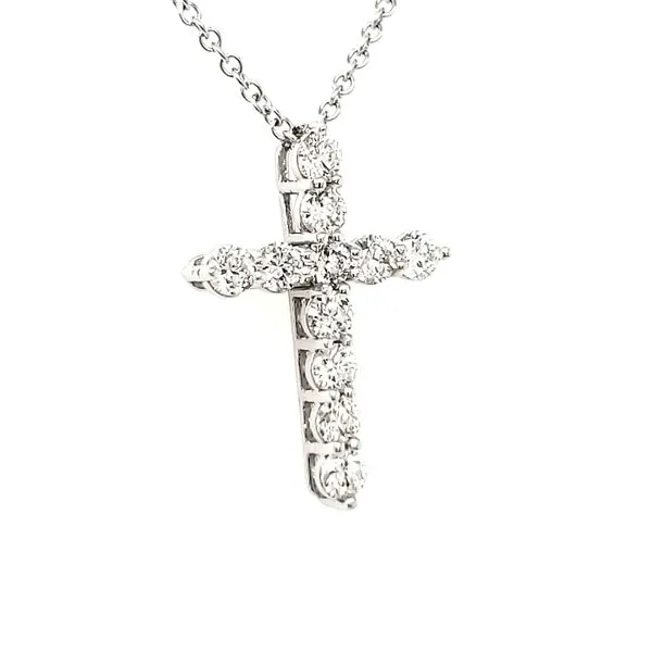 14K White Gold 0.50 Carat Diamond Cross Pendant Image 3 Quality Gem LLC Bethel, CT