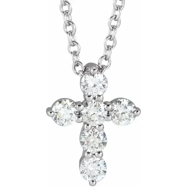 14K White Gold Diamond Cross Pendant Length 18 Inches Quality Gem LLC Bethel, CT