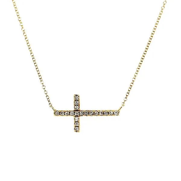 14K Yellow Gold Diamond Cross pendant Length 18 Inches Quality Gem LLC Bethel, CT