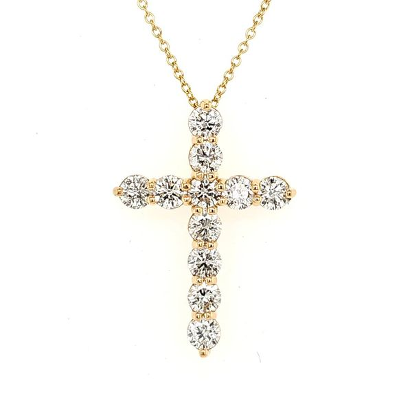 14K Yellow Gold Diamond Cross Pendant Length 18 Inches Quality Gem LLC Bethel, CT