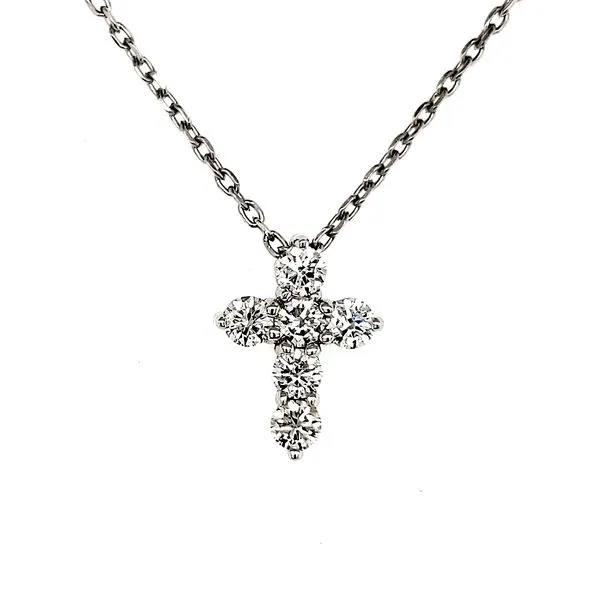 14K White Gold Diamond Cross Necklace Length 18 Inches Quality Gem LLC Bethel, CT