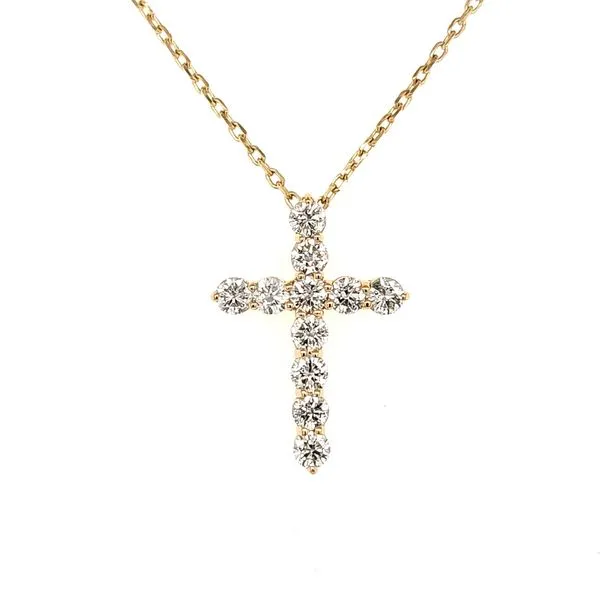 14K Yellow Gold Diamond Cross pendant Length 18 Inches Quality Gem LLC Bethel, CT