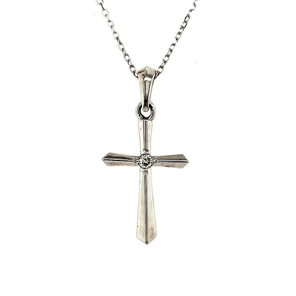 14K White Gold Diamond Cross Length 18 Inches Quality Gem LLC Bethel, CT