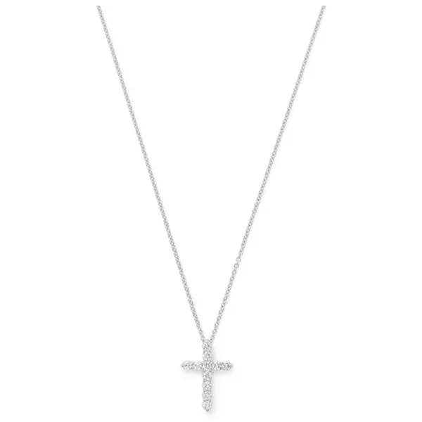 14K White Gold Diamond Cross Pendant Length 18 Inches Image 2 Quality Gem LLC Bethel, CT