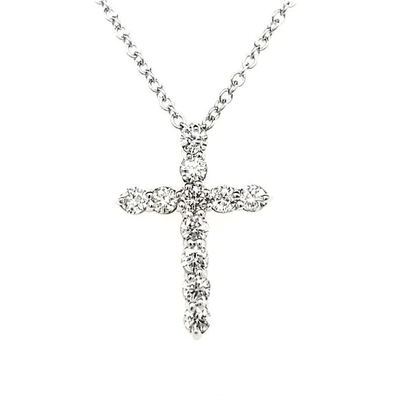 14K White Gold Diamond Cross Pendant Length 18 Inches Quality Gem LLC Bethel, CT