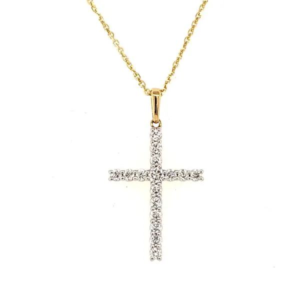 14K Yellow Gold Diamond Cross Length 18 Inches Quality Gem LLC Bethel, CT