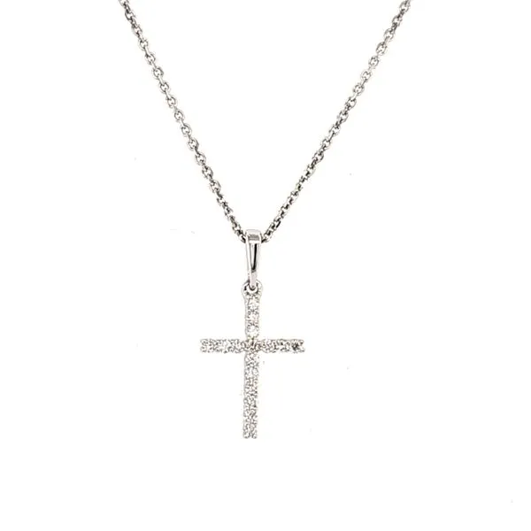 14K White Gold Diamond Cross Pendant Length 18 Inches Quality Gem LLC Bethel, CT