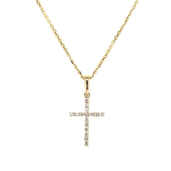 14K Yellow Gold Diamond Cross Pendant Length 18 Inches Quality Gem LLC Bethel, CT