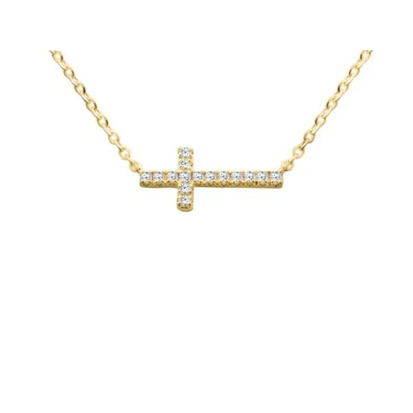 14K yellow Gold East West Diamond Cross Necklace Length 18 Inches Quality Gem LLC Bethel, CT
