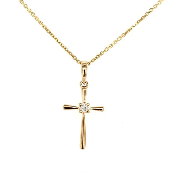 14K Yellow Gold Diamond Cross Pendant Length 18 Inches Quality Gem LLC Bethel, CT