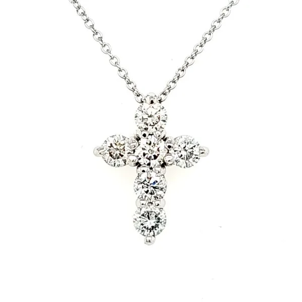 14K White Gold Diamond Cross Pendant Length 18 Inches Quality Gem LLC Bethel, CT