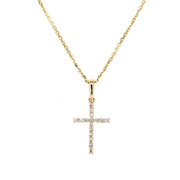 14K Yellow Gold Diamond Cross Pendant Length 18 Inches Quality Gem LLC Bethel, CT