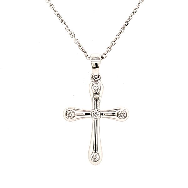 14K White Gold Diamond Cross Pendant Length 18 Inches Quality Gem LLC Bethel, CT