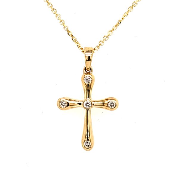 14K Yellow Gold Diamond Cross Pendant Length 18 Inches Quality Gem LLC Bethel, CT
