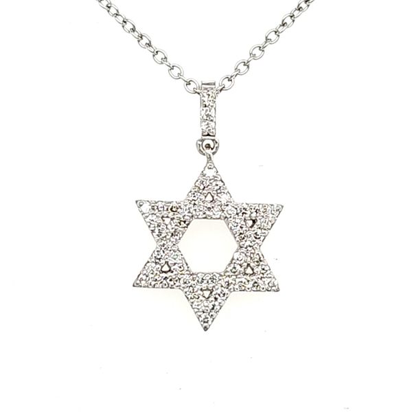14K White Gold Diamond Star Of David Pendant Length 18 Inches Quality Gem LLC Bethel, CT