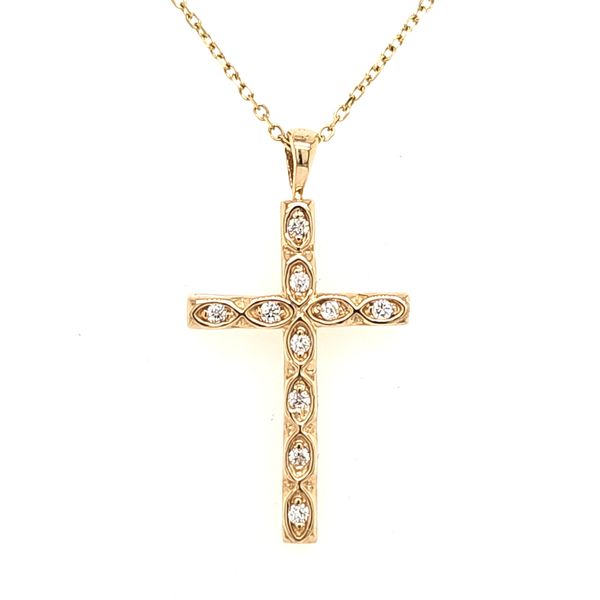 14K Yellow Gold Diamond Infinity Cross Pendant Quality Gem LLC Bethel, CT